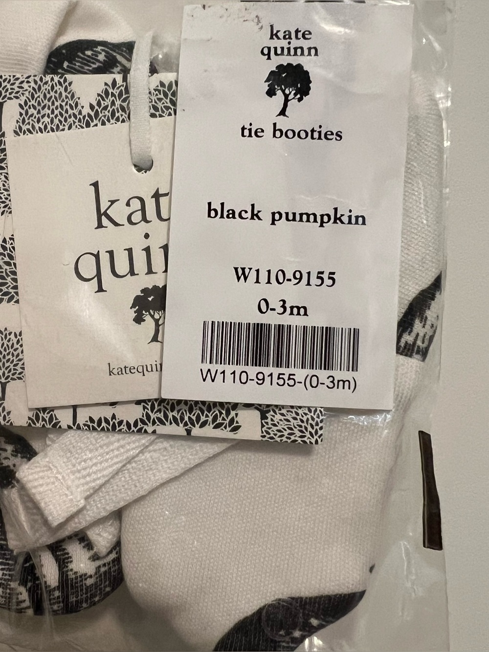 kate quinn Black Pumpkin Tie Booties - Baby 0-3m New
